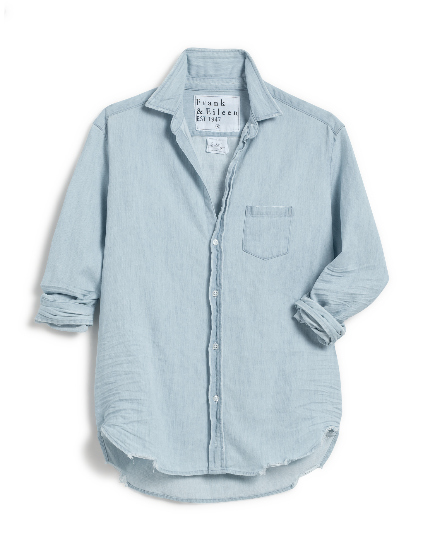 Denim Shirt Eileen Famous De Classic-Blue-Tattere