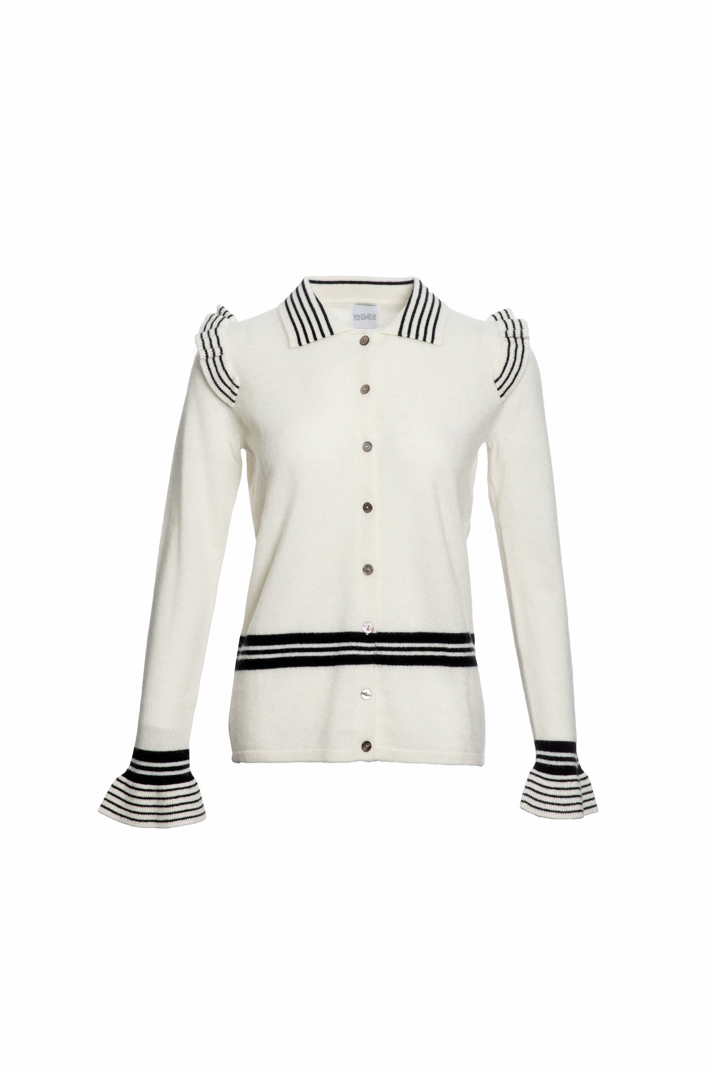 Striped Cardigan With Ruffles