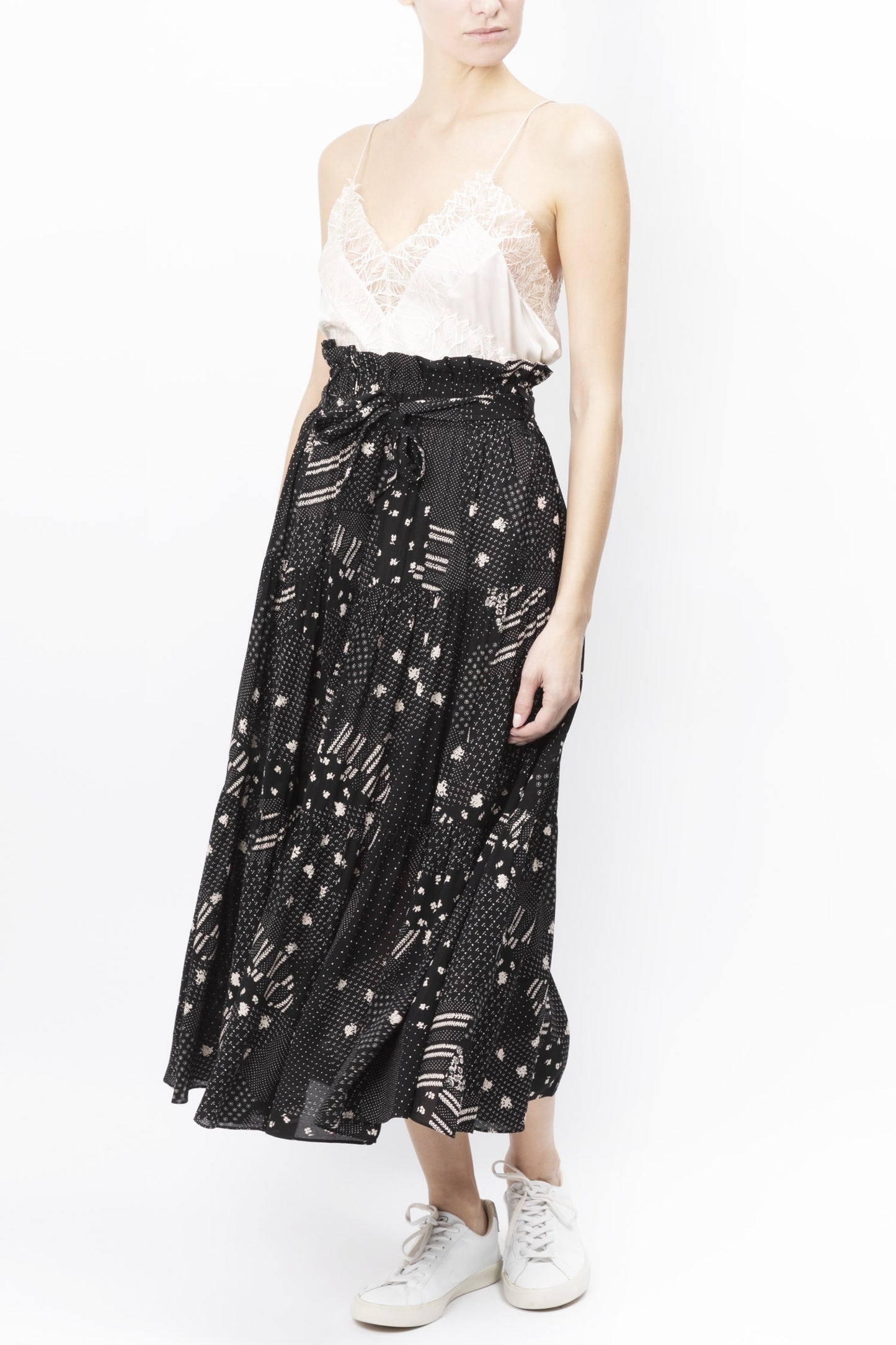 Lace Trimmed Silk Camisole Top