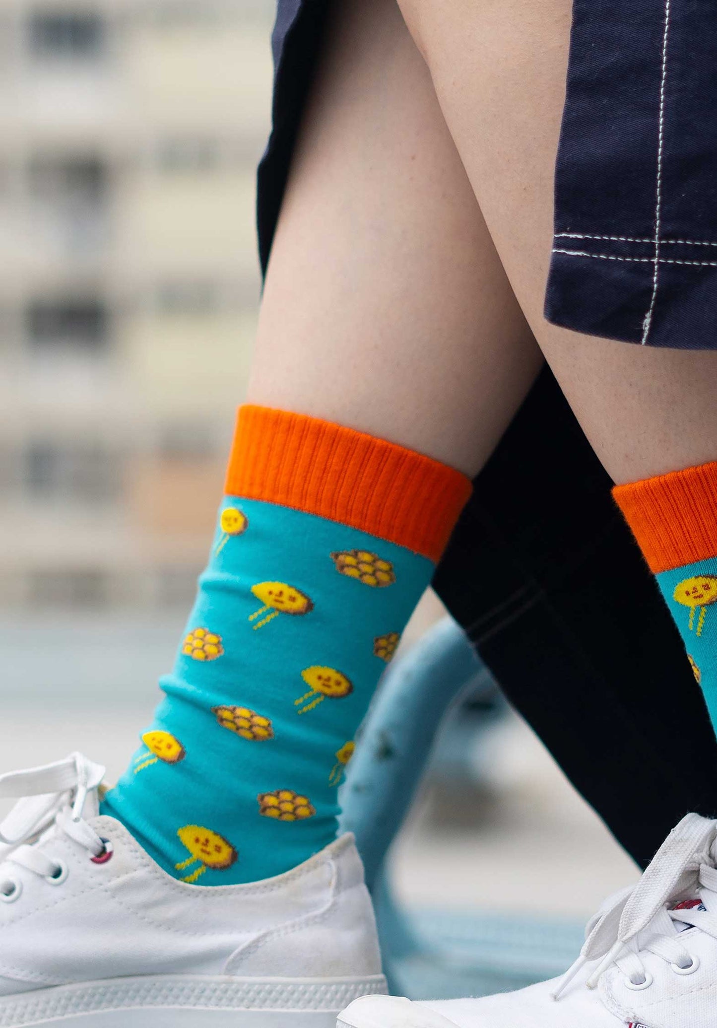 Bubble Waffle Socks Blue - RUE MADAME | BOUTIQUE PARISIENNE