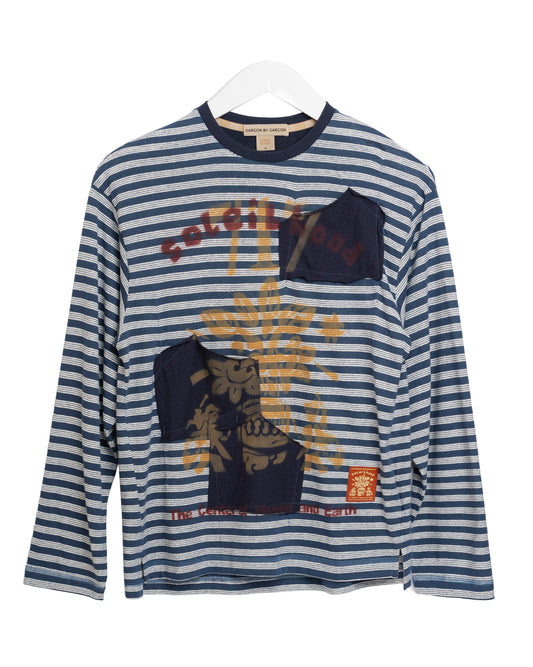 Garcon by Garcon | Striped Hemp-Blend Tee - Navy-Grey-Stripes