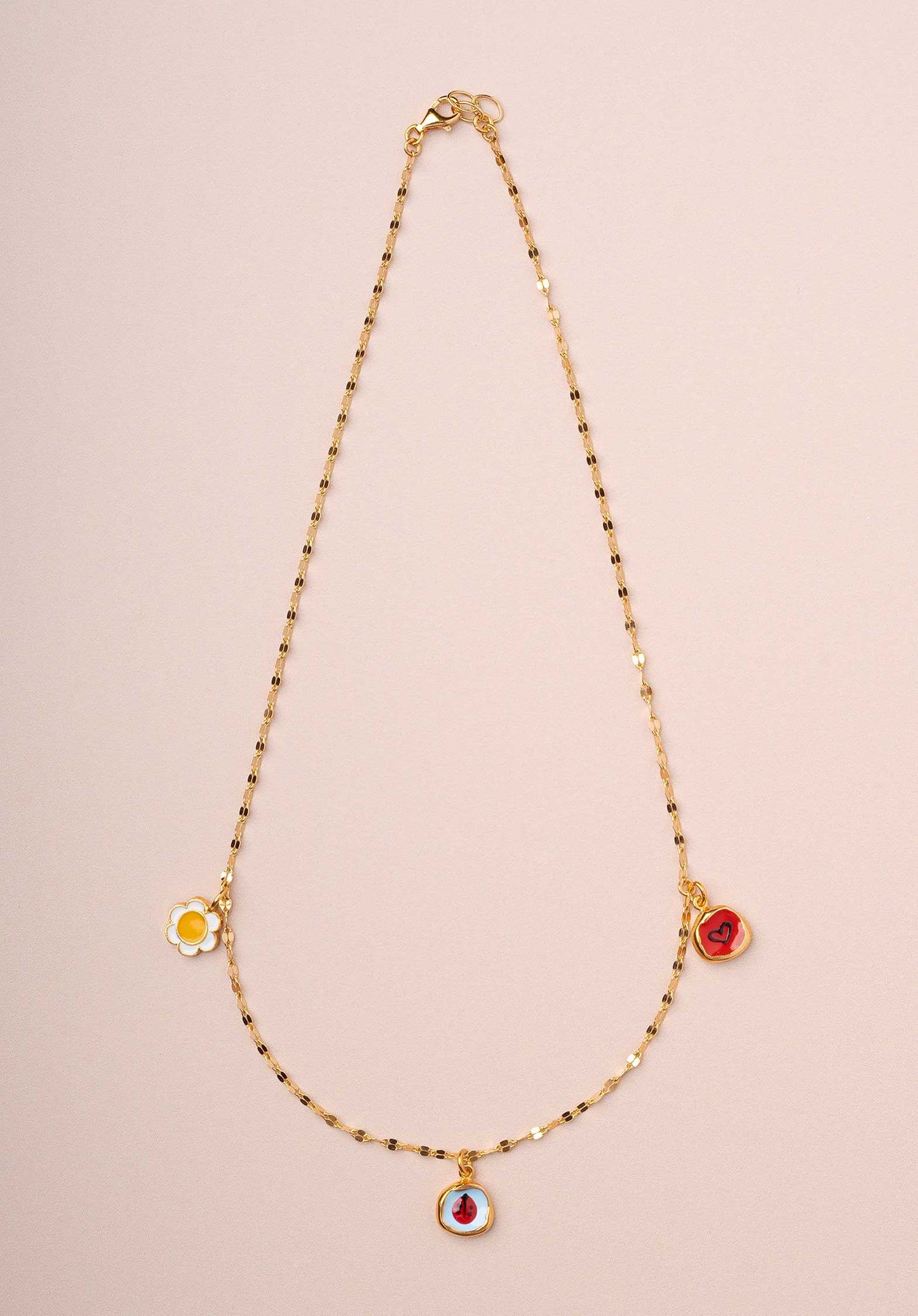 Necklace Ladybug Pendant Gold-Multi