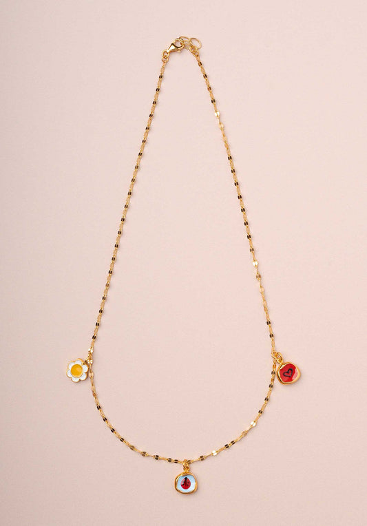 Necklace Ladybug Pendant Gold-Multi