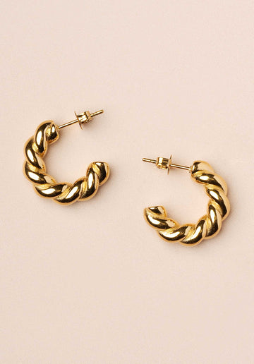 Earring Lc695e Twisted Hoop Gold