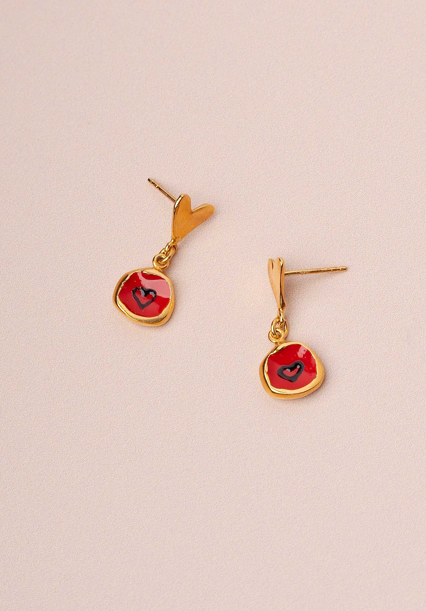 Earring Magic Heart Ear Gold-Red