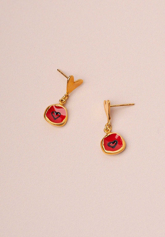 Earring Magic Heart Ear Gold-Red