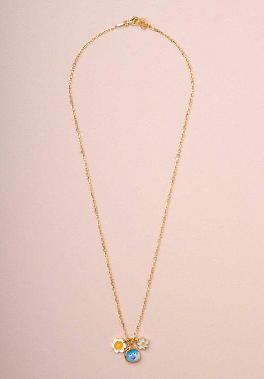 Necklace Blu Face Daisy P Gold-Multi