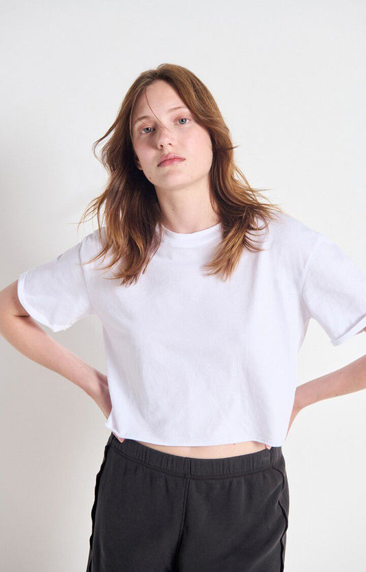 Women T-Shirt 100 Percent Cotton Jersey Knit Breathable - White Blanc