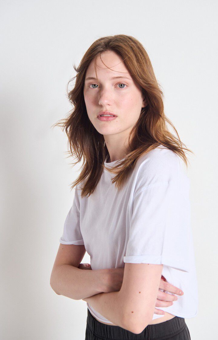 Women T-Shirt 100 Percent Cotton Jersey Knit Breathable - White Blanc