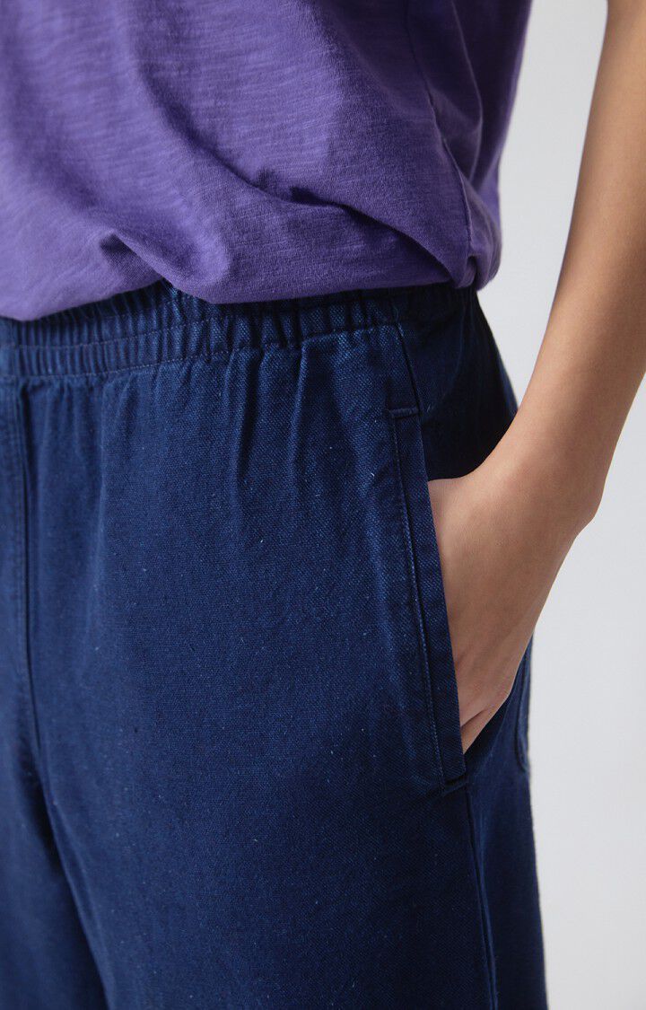 Women Workwear Pants Raw Denim Canvas Fabric - Raw-Blue