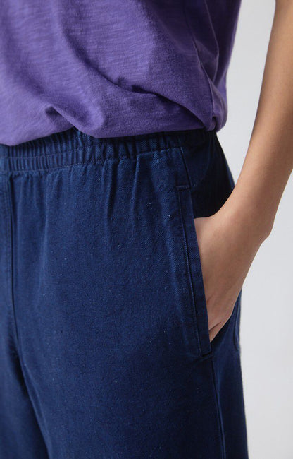 Women Workwear Pants Raw Denim Canvas Fabric - Raw-Blue