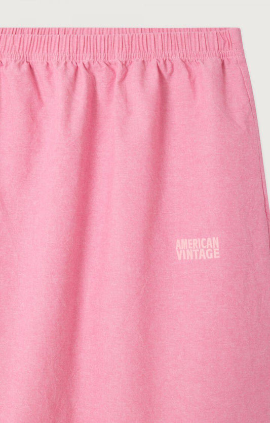 Women's Midi Skirt 100% Cotton Thick Poplin Opaque - Pink Pinky