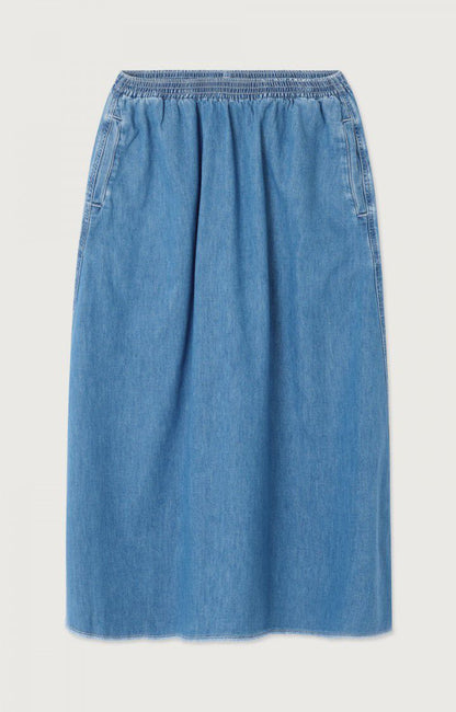 Women Denim Midi Skirt Denim Fabric -  Wash Medium-Blue