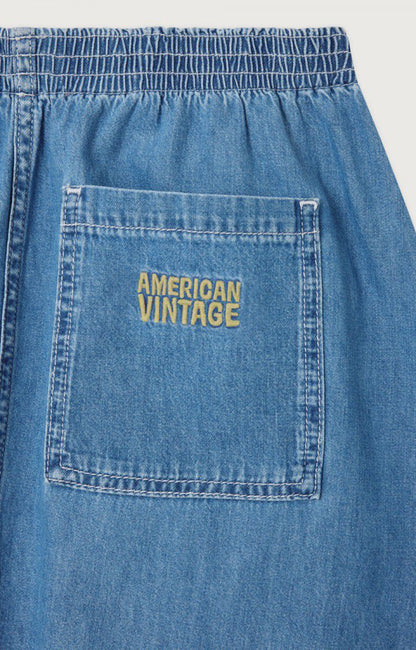 Women Denim Midi Skirt Denim Fabric -  Wash Medium-Blue
