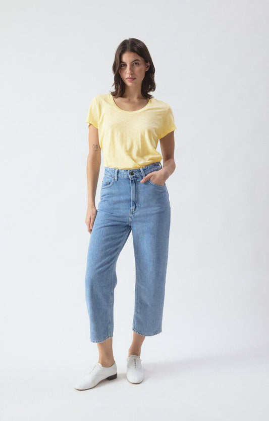 Women T-Shirt 100 Percent Cotton Poplin - Mint Leaf Vanille-Vinta