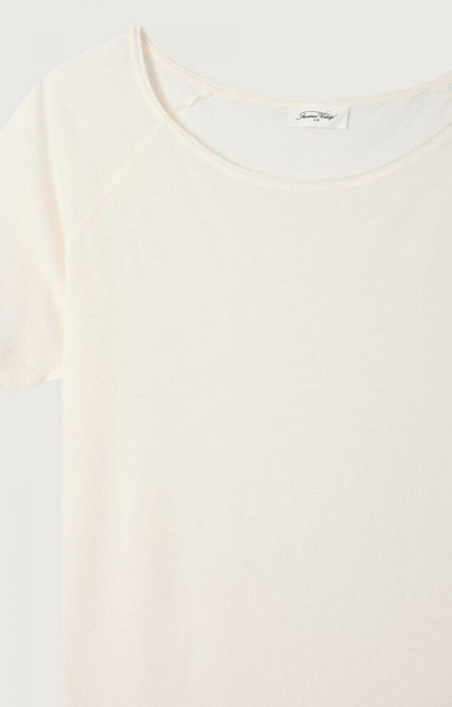 Women's T-Shirt Fine Cotton -  Boat Neck Raglan Sleeves Ecru