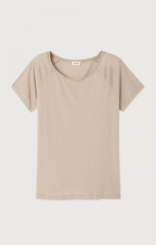 Women's Boat Neck Raglan Short Sleeve T-Shirt 100% Cotton - Praline