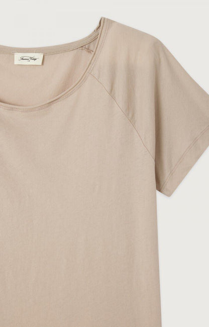 Women's Boat Neck Raglan Short Sleeve T-Shirt 100% Cotton - Praline