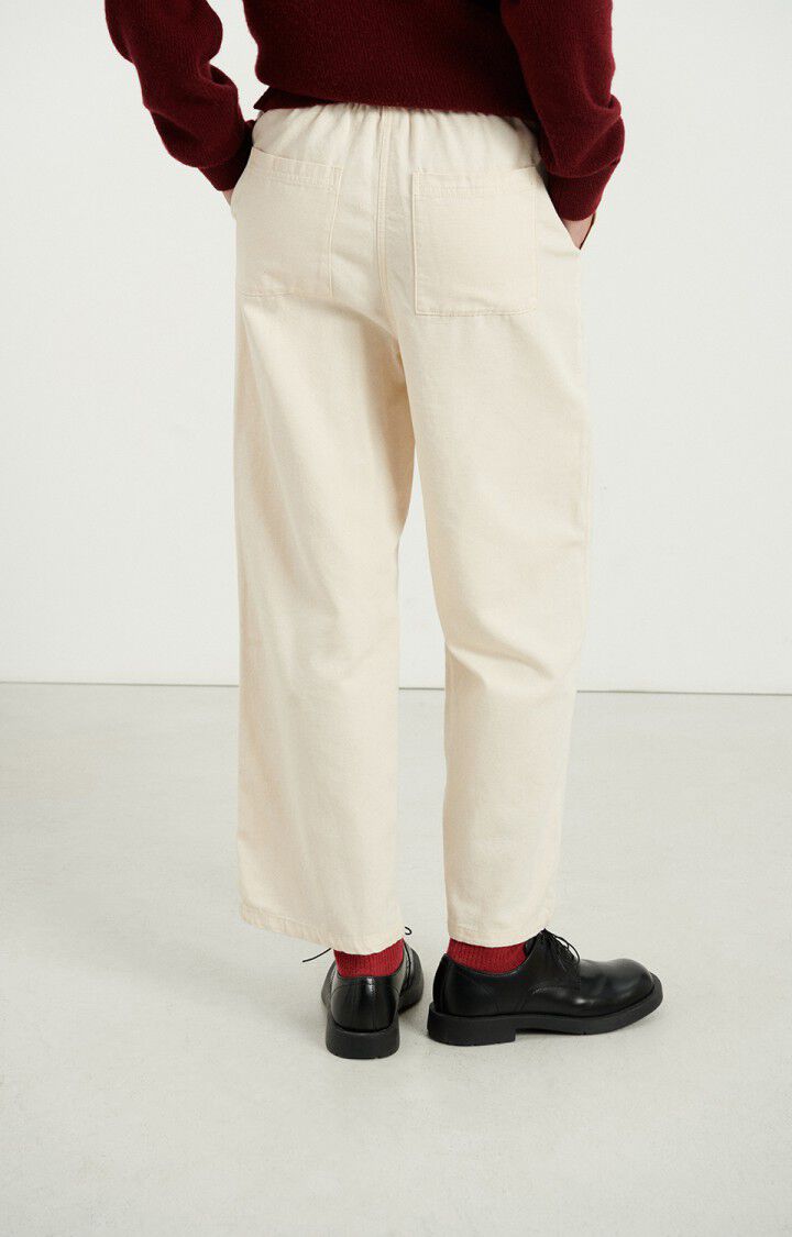 Women's Pants Structured Straight-Leg Twill Fabric - Ecru