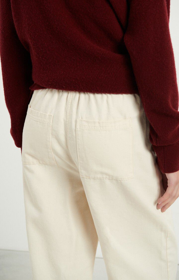 Women's Pants Structured Straight-Leg Twill Fabric - Ecru