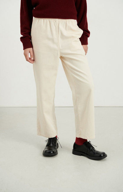 Women's Pants Structured Straight-Leg Twill Fabric - Ecru