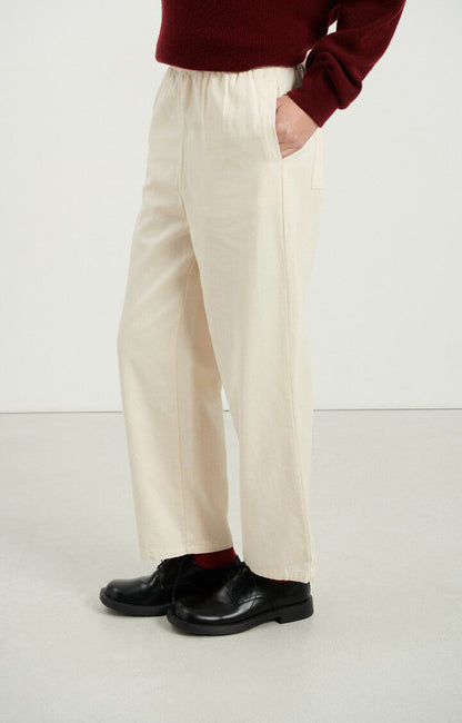 Women's Pants Structured Straight-Leg Twill Fabric - Ecru