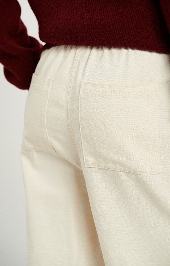 Women's Pants Structured Straight-Leg Twill Fabric - Ecru