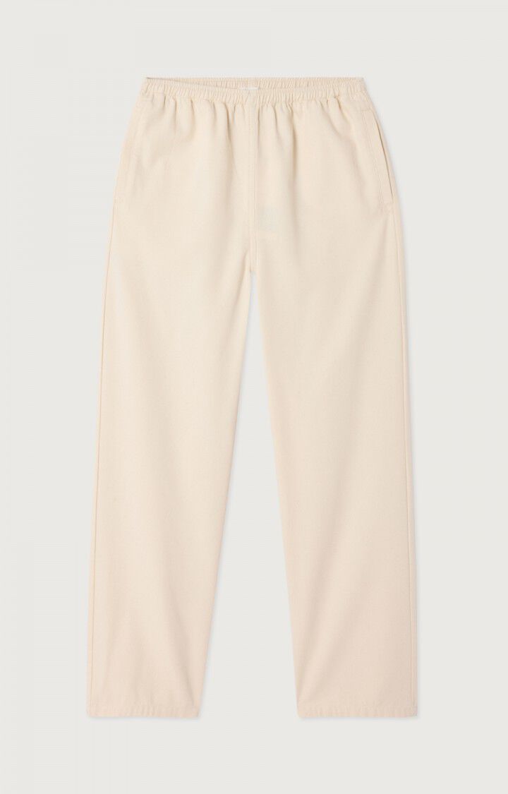 Women's Pants Structured Straight-Leg Twill Fabric - Ecru