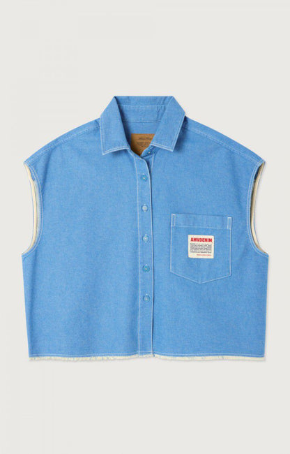 Women's Gilet 100 Percent Cotton Poplin - Waterfall Blue Watterfall