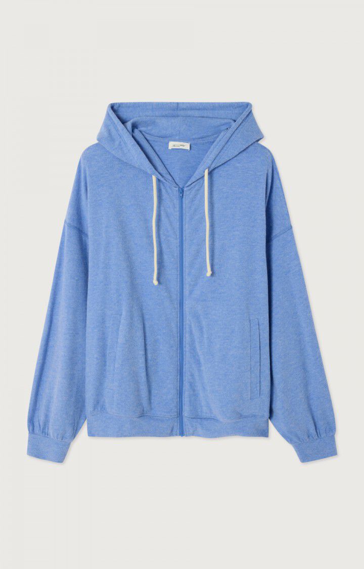 Unisex Jacket Zipped Peachskin Fabric - Bleu-Chine