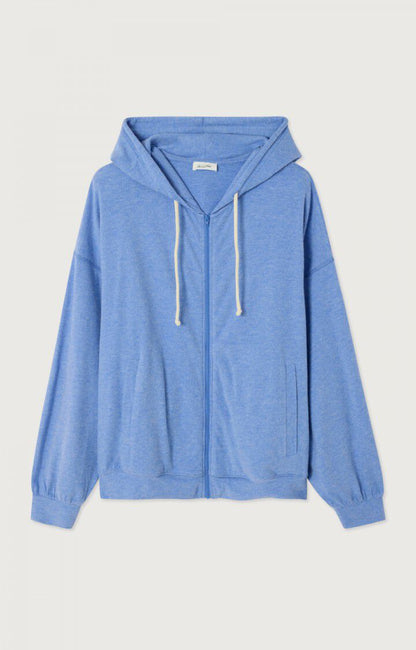 Unisex Jacket Zipped Peachskin Fabric - Bleu-Chine