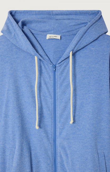 Unisex Jacket Zipped Peachskin Fabric - Bleu-Chine