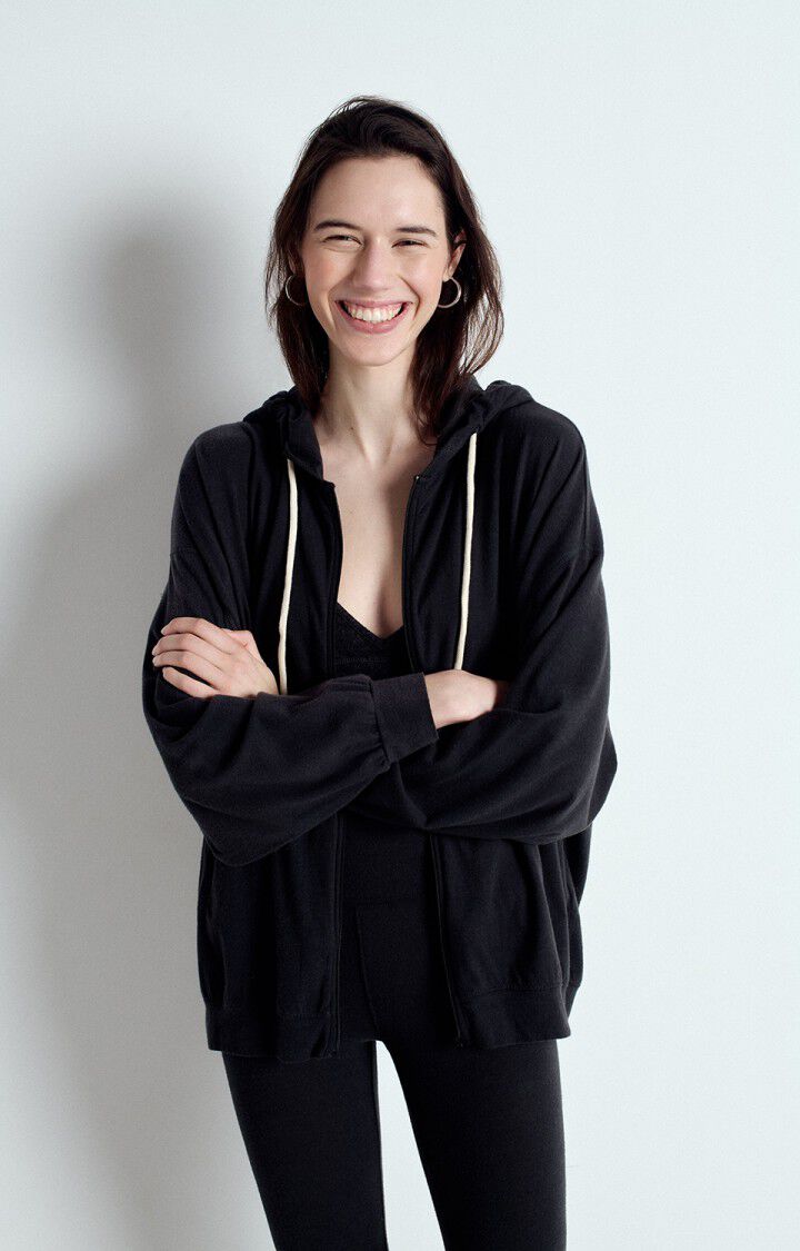 Women's Jacket Peachskin-Effect Fabric - Carbone-Chine