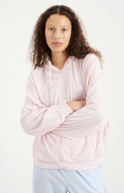 Women's Oversized Zip Jacket Peachskin Fabric- Glacage-Chin