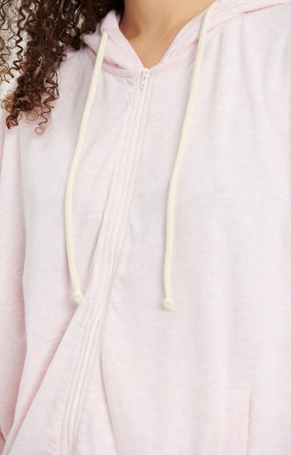 Women's Oversized Zip Jacket Peachskin Fabric- Glacage-Chin
