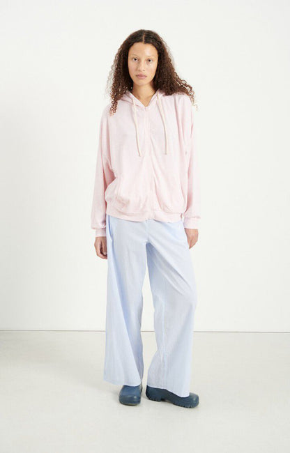 Women's Oversized Zip Jacket Peachskin Fabric- Glacage-Chin