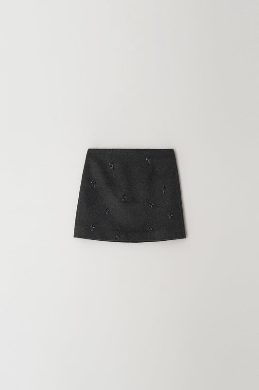 Skirt Flower Embe Mini Dark-Gray