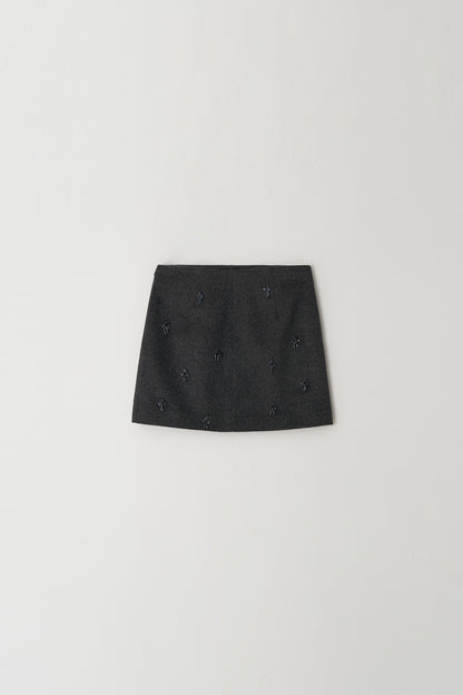 Skirt Flower Embe Mini Dark-Gray