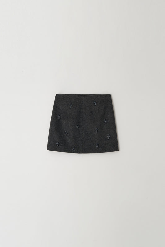 Skirt Flower Embe Mini Dark-Gray