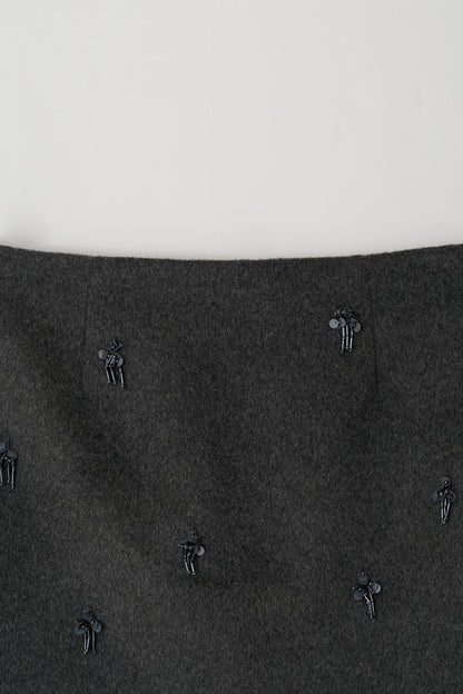 Skirt Flower Embe Mini Dark-Gray