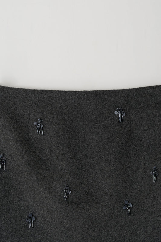 Skirt Flower Embe Mini Dark-Gray