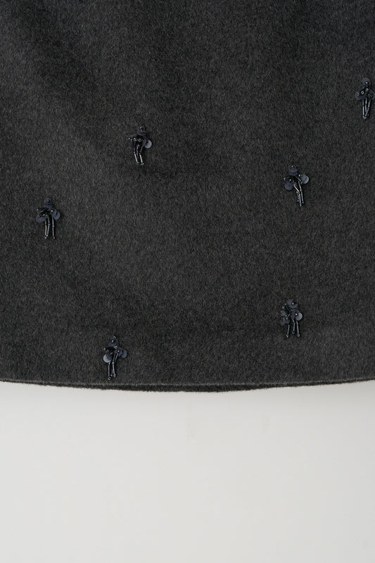 Skirt Flower Embe Mini Dark-Gray