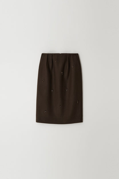 Skirt Flower Embe Pin Brown