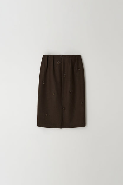 Skirt Flower Embe Pin Brown