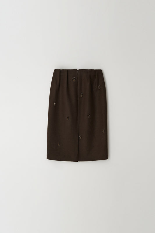 Skirt Flower Embe Pin Brown
