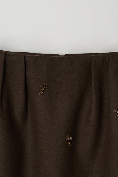 Skirt Flower Embe Pin Brown