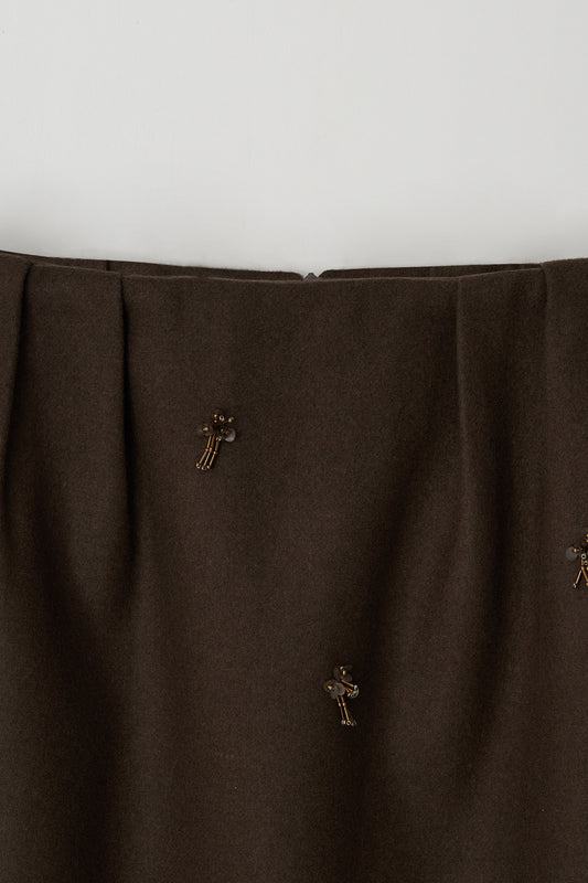 Skirt Flower Embe Pin Brown