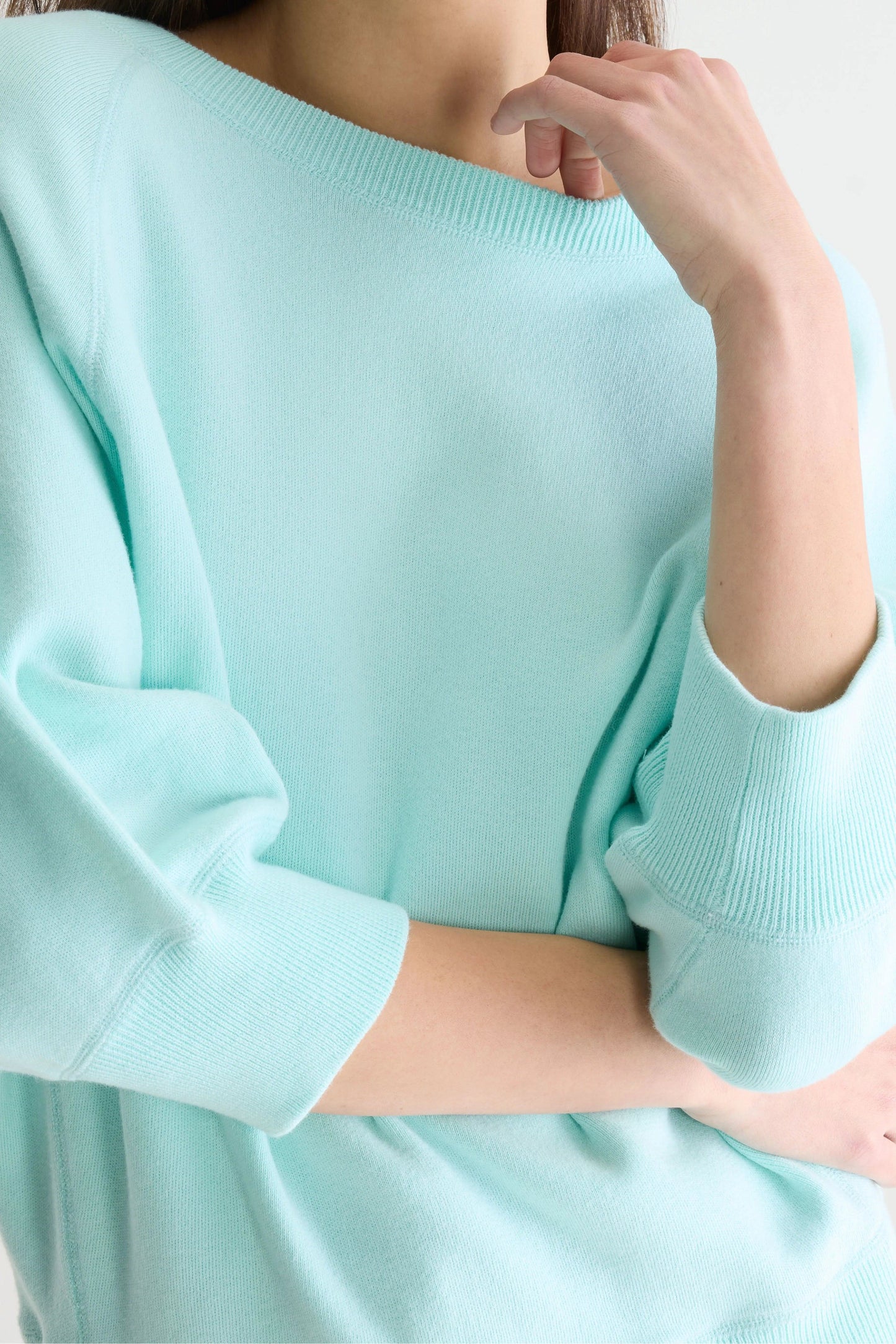 Women's Sweatshirt 100% Cotton Knit -  Ecru With Blue Stripes Iceberg