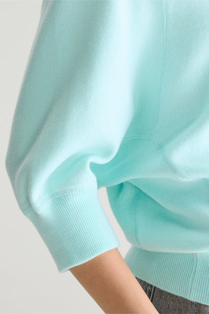 Women's Sweatshirt 100% Cotton Knit -  Ecru With Blue Stripes Iceberg