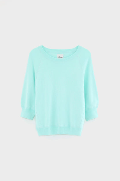 Women's Sweatshirt 100% Cotton Knit -  Ecru With Blue Stripes Iceberg